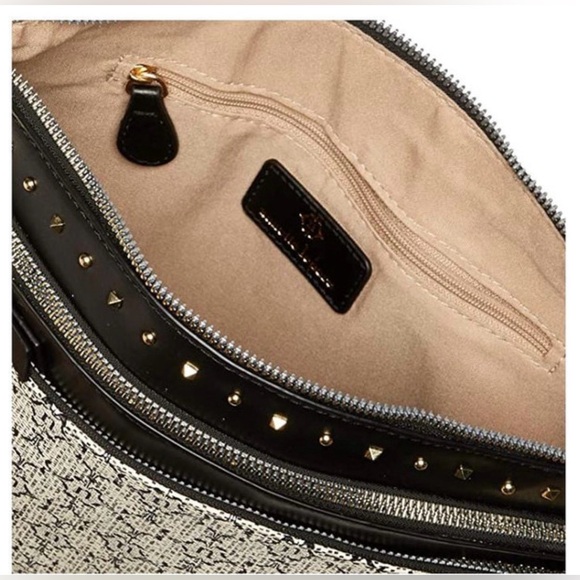 Nanette Lepore Shoulder & Crossbody Bag Black & White, N Print, 3Zippers&Rivets - Picture 10 of 14